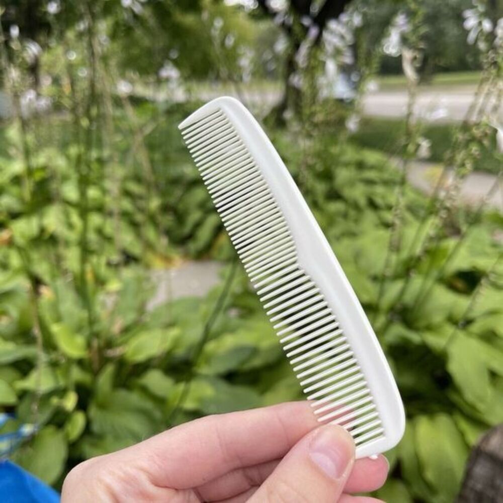 Vintage White Cream Plastic Hair Comb USA Wide Purse Pocket Unbreakable USED 60s